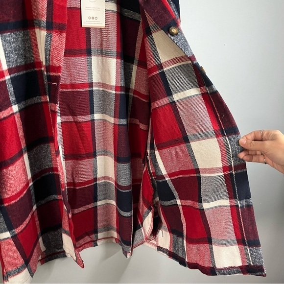 Goodnight Macaroon Winnie Red Plaid Flannel Button Up Shacket Size Medium NWT - Picture 6 of 16
